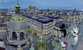 Hello Kitty 与法国绘本「丽莎与卡斯柏」在油画中同游法国，预计2018年商品化